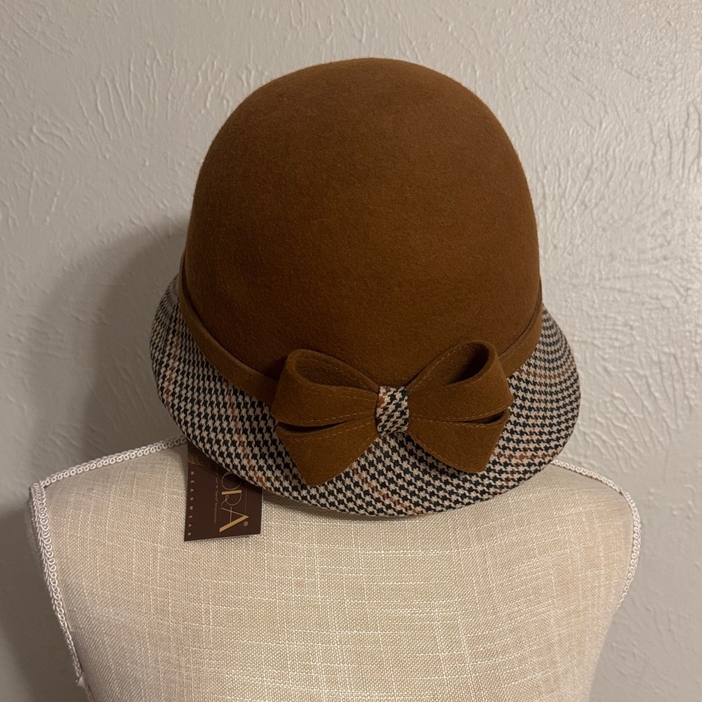 Adora Women's Brown Cloche Hat with Bow